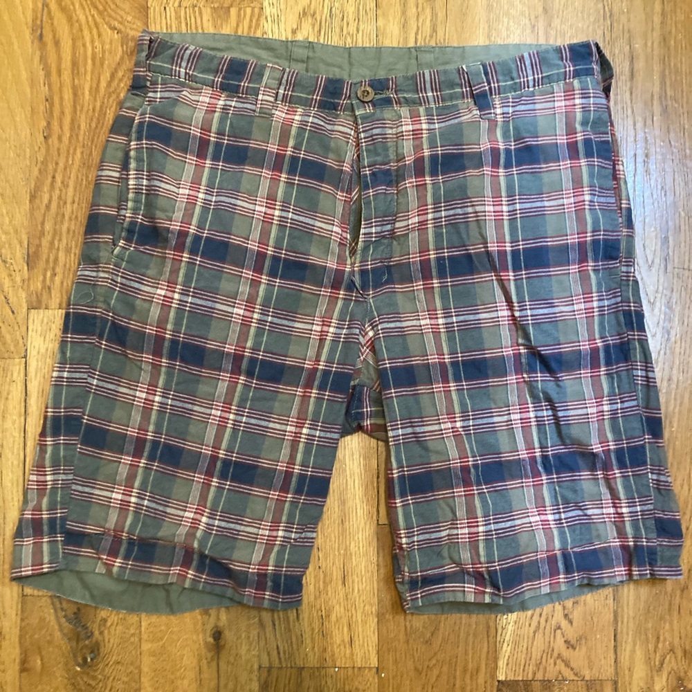 Olde School Indian Madras Homespun Originals Reversible Plaid Shorts Mens 34